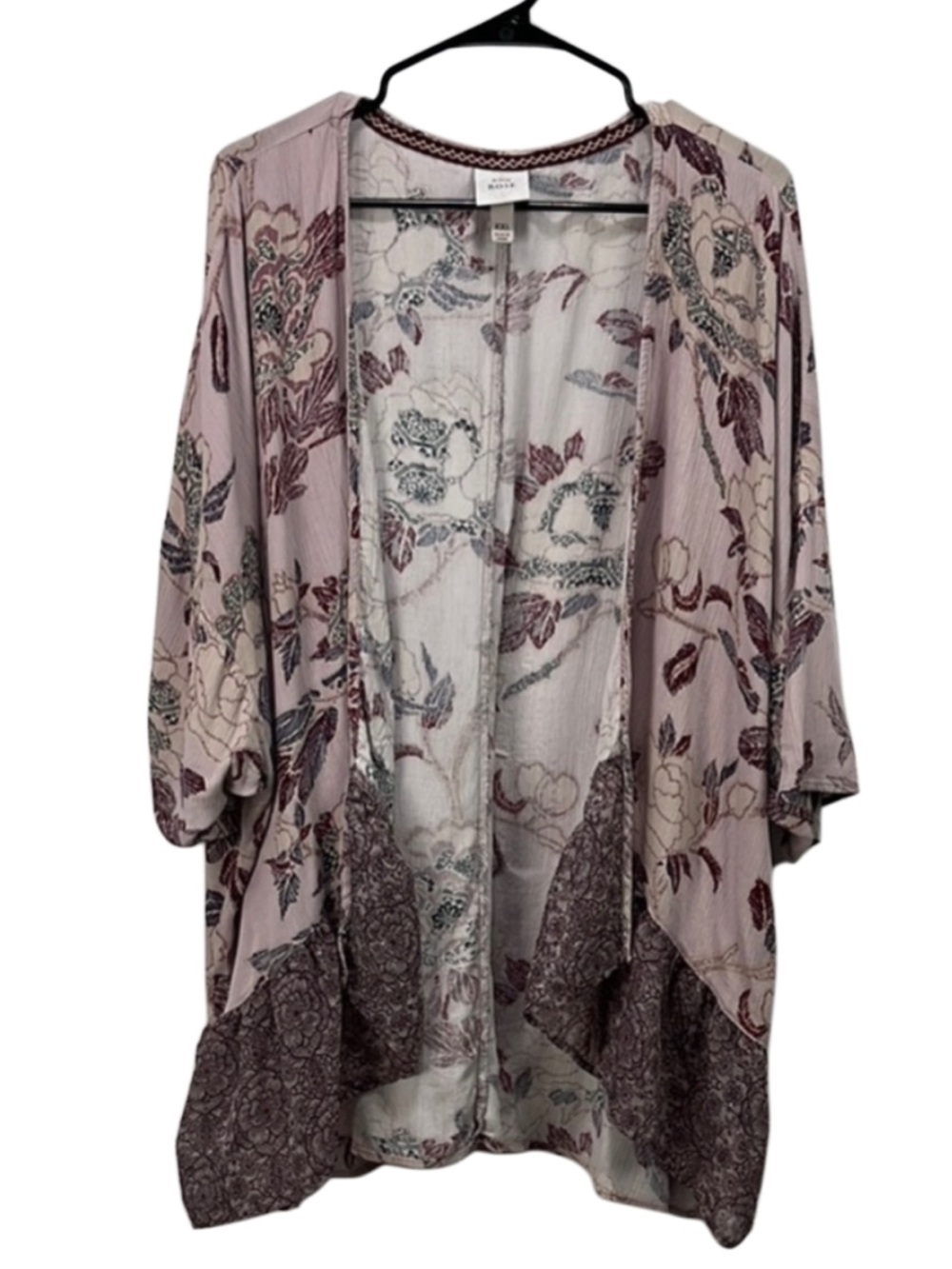 Knox Rose Women's Floral Purple Multicolor Patterned Kimono Sz XXL Office Wear